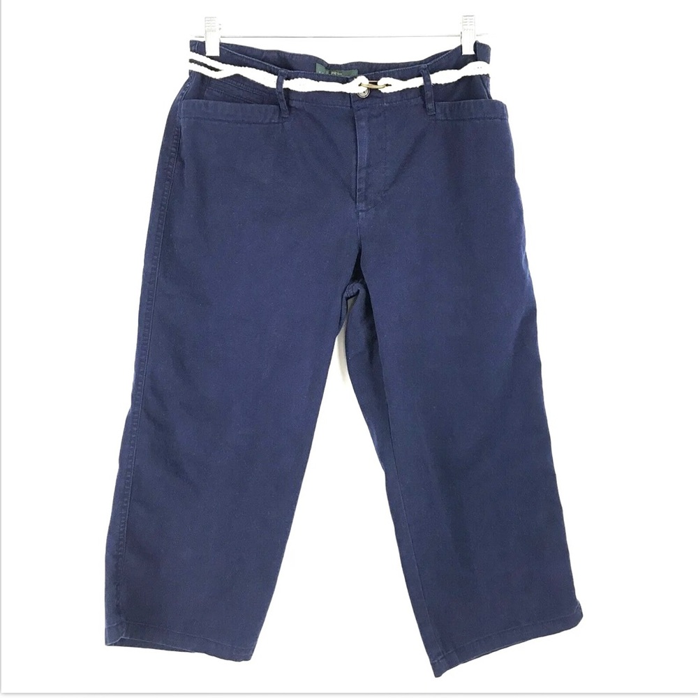 LRL Lauren Jeans Co. Capri Sz 12 Rope Belt Nautical Pants